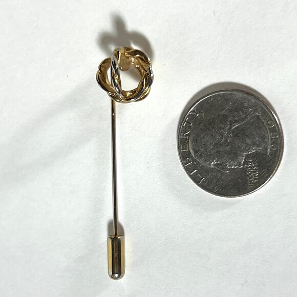 Knot Stick Pin, Gold tone, Classic Preppy Delicate for Hats Sweaters Blazers - Picture 4 of 6